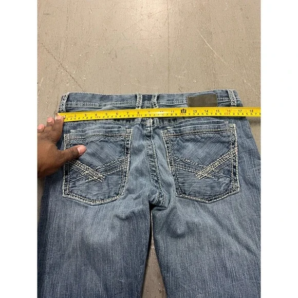 Buckle BKE Denim Straight Carter Jeans Men's Blue Denim Stretch Zip Fly - 34S - Picture 11 of 14